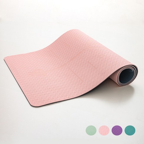 Hommy Nest TPE 요가매트 필라테스매트 와이드 홈트용 안밀리는 방음 충격방지 친환경 냄새없는 6MM HN-YGMTPE11A, 1개, 부드러운 핑크색 센터라인