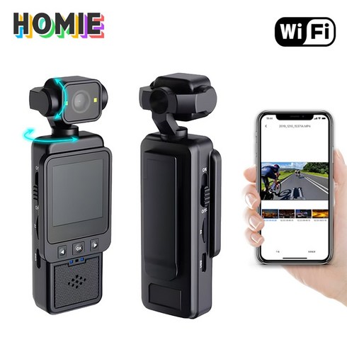 HOMIE 액션캠 Wi-Fi연결지원 자전거 오토바이 블랙박스 초고화질 미니 캠코더 바디캠 64G, 블랙, y01