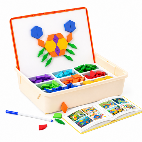 베이제 120pcs 어린이 칠교판 자석 블록 DIY 교육용 완구 BJ9, 1개, 혼합컬러