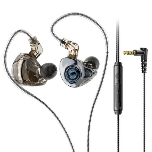 Essager 게이밍 커널형 이어폰 인이어 DD 이어폰, 블랙, 3.5MM EEJS25-LX01-Z