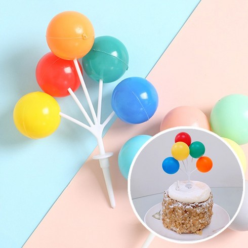 풍선 케이크픽 생일 기념일 케이크토퍼 홈 데코 파티용품, 레인보우, 10개