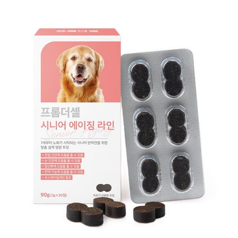 프롬더셀 강아지 노견전용 관절 피부 눈건강 백내장 치매 항산화 종합영양제, 30정, 1개