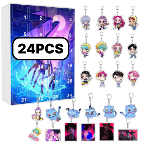 케이팝 데몬 헌터스 피규어 박스 키링 24종 케데헌 굿즈, 혼합색상, 24개