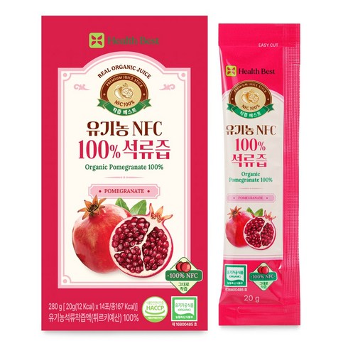 헬스베스트 착즙베스트 유기농 NFC 100% 석류즙, 1박스, 280g