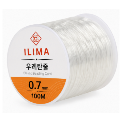 일리마 우레탄줄 와이어 100m 비즈 공예 반지 팔찌 만들기, 0.7mm, 1개, 투명 0.7mm