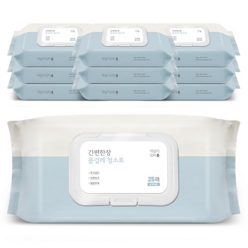 데일리워터 간편한장 물걸레 청소포 특대형 캡형 25매, 10개