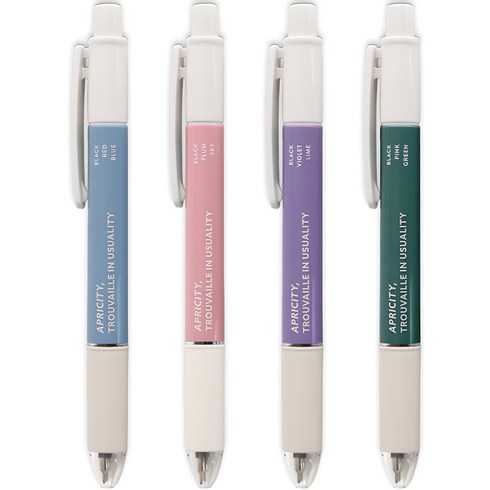 아이코닉 스무딩 3색 볼펜 0.38mm, INDIBLUE + PINK + PURPLE + GREEN, 4개