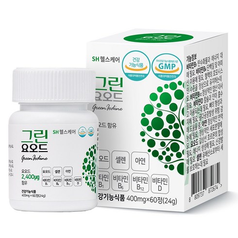 경남제약 그린 요오드2400 셀렌 아연 비타민D 갑상선 면역기능 영양제, 60정, 2개