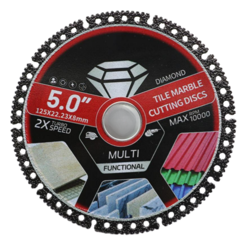 RUDAM 타일 석재 철재 pvc 다이아몬드 절단석 5인치 125mm 터보 만능 컷팅 그라인더날, 2개