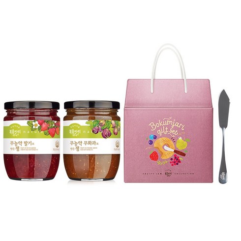 복음자리 무농약딸기잼+무화과잼 선물세트 (잼나이프증정), 1세트, 710g
