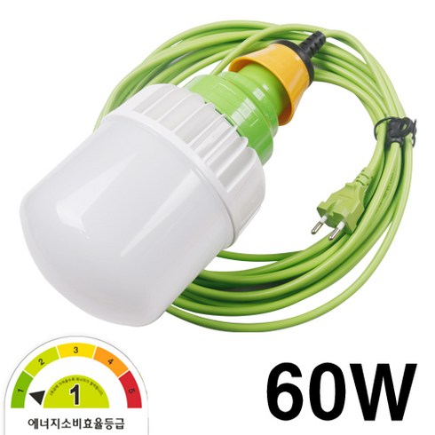 케이시조명 LED 작업등 보안등 60W 10M 캠핑용 1등급 전구포함 세트(주광색), 1개