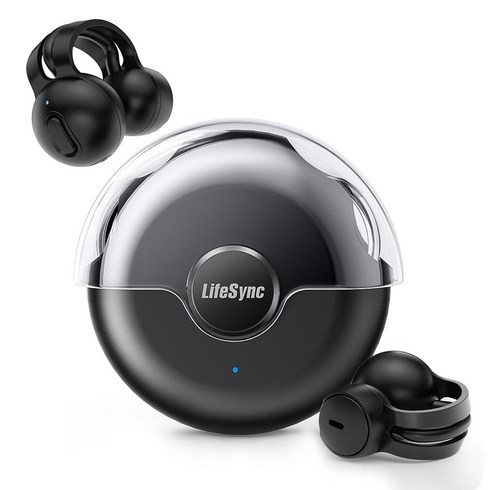 LifeSync 오픈형 블루투스 이어폰 귀걸이형 무선 이어폰 귀 안아픈 운동용 자동페어링 방수, 블랙, H08