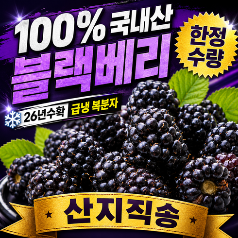 [국내산블랙베리] 한정수량 26년수확 급냉 복분자, 1박스, 5kg 벌크포장