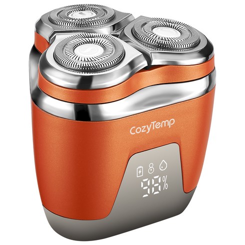CozyTemp 남성 전기 면도기 3방향 헤드 미니 휴대용 자동면도기소형충전식 방수 면도기 남친 선물, 오렌지