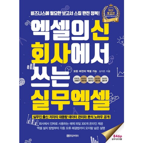 엑셀의신 회사에서 쓰는 실무엑셀:비즈니스에 필요한 보고서 스킬 완전 정복! 846p 실무 바이블, 황금부엉이