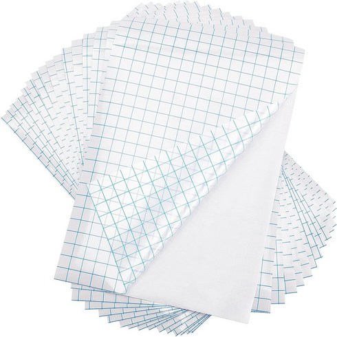 16개 PVC 투명 자착 모눈 보조시트지 눈금인쇄 시트지 305x200x0.1mm, 파랑색