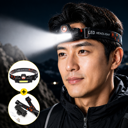 베리크 듀얼빔 미니 헤드랜턴 USB 충전식 헤드라이트 초경량, 1개, 모던 블랙