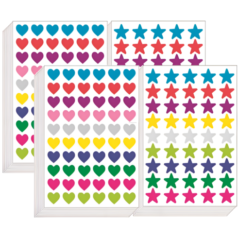 1050pcs 컬러 하트 별 스티커 20장, 2세트, 혼합(S4209) 1050개입(20장)