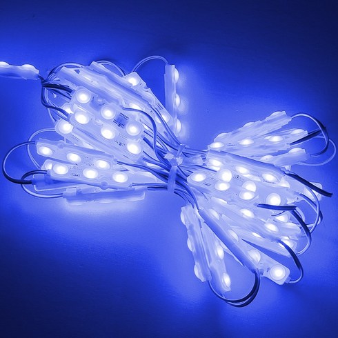 LED 3구 모듈 50개 DC 12V 간판 제작 조명 방수, 청색