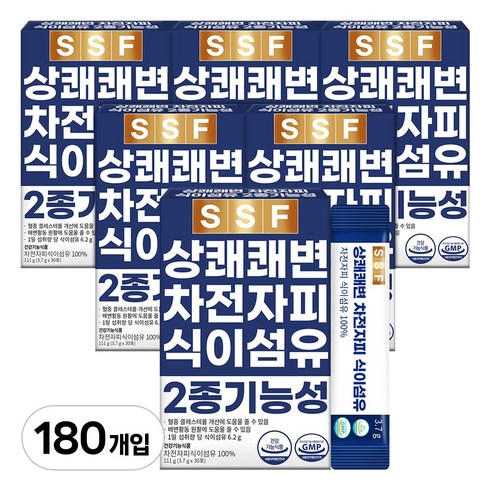 순수식품 상쾌한 쾌변 차전자피 식이섬유 100% 6박스(180포) 분말 가루 장운동 건강기능식품, 3.7g, 180개