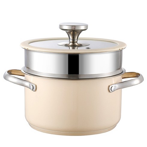 CookNest 인덕션 미니 찜기 냄비 304 스텐 1인용 냄비, 1개, 찜기냄비18cm, 아이보리