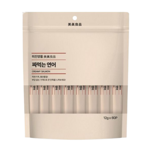 3651 맛있는 짜요 짜먹는 고양이 간식, 연어, 12g, 60개