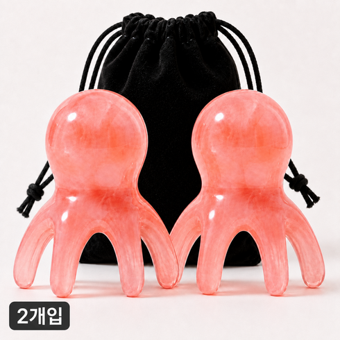 드노윌 문어 두피 괄사 마사지기 1+1 얼굴 목 바디 셀프 지압 괄사, 핑크, 2개