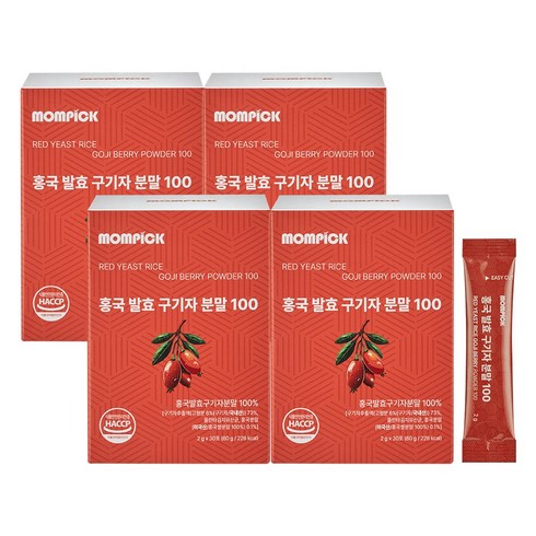 맘픽 홍국 발효 국내산 청양 구기자 분말 국산 스틱, 4박스, 60g