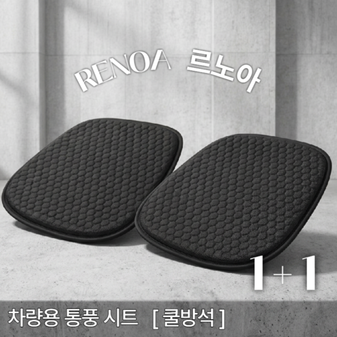 르노아 사계절용 편안한 미끄럼방지 차량용 통풍시트 쿨방석 1+1, 2개, 블랙