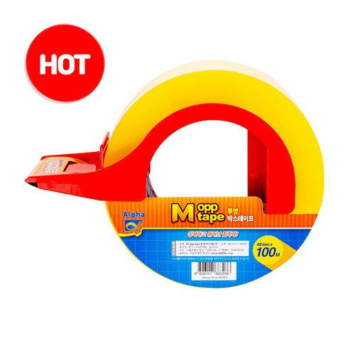 알파 OPP 박스테이프 48mm x 100m + 커터기 세트, 투명(테이프), 1세트