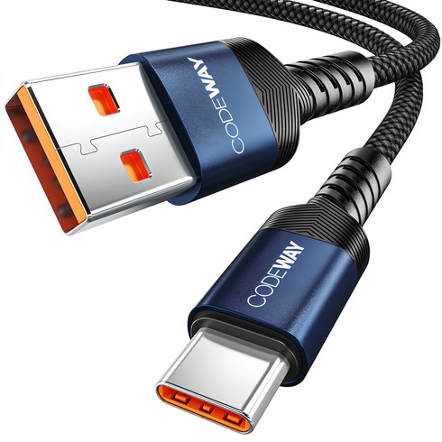 코드웨이 USB A to C타입 고속 충전 케이블, 2m, 블루, 1개