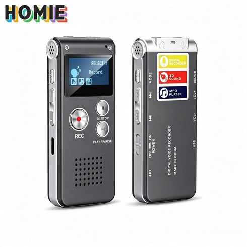 HOMIE 초소형 레코더 휴대용 고음질 레코더 디지털레코더 고성능 스마트대화면 8G 레코더로 장시간 사용, 그레이, N28