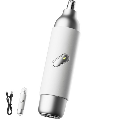 RUN기술 2in1 코털제거기 전동면도기 헤드교체없는 Type-C충전 휴대, 화이트, OTG-088