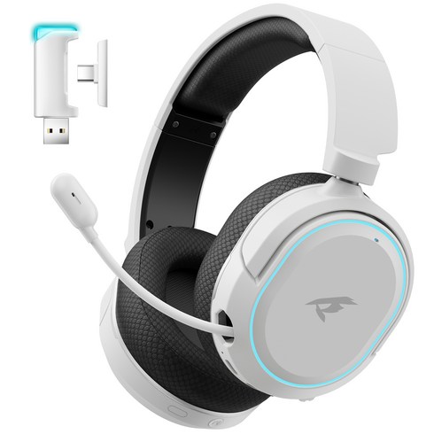 피쿤 7.1 서라운드 ENC 마이크 RGB 저지연 게이밍 헤드셋 PC PS5 닌텐도 스위치 헤드셋, 화이트 블랙, PICUN-G2