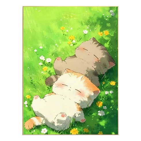 코지하루 DIY 명화그리기 유화 그림 그리기 아크릴화, 나른한 냥이A 30x40 (B897), 1개