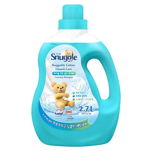 스너글 허거블 코튼 클린 앤 케어 액체 세탁세제 본품, 2.7L, 1개