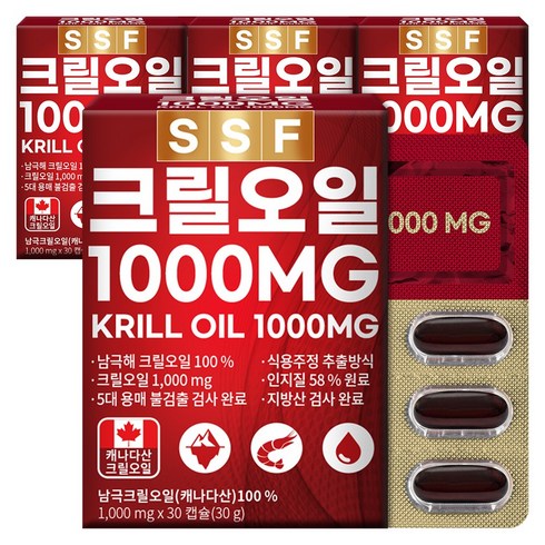 순수식품 크릴오일 1000mg 인지질58%이상원료 4박스(120캡슐), 30정, 4개