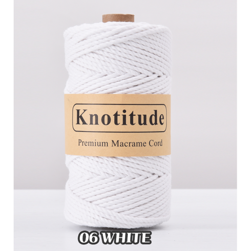 3.0mm 100 yard 꼰사 마크라메 콘사 컬러로프 마크라메 실 재료, 91m, WHITE #06, 1개