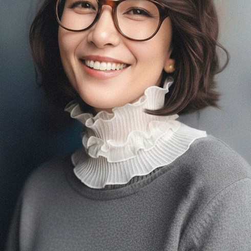 풀바잉 레이스 워머 햇빛 차단 골프 넥워머 레이어드 쉬폰 스카프, 1개, 화이트
