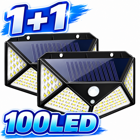 AK텍 100 LED 태양열 벽 계단 조명 동작감지 자동 센서등, 2개, 블랙