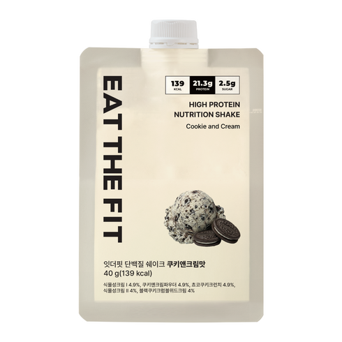 잇더핏 단백질 쉐이크 파우치 쿠키앤크림맛, 1개, 40g