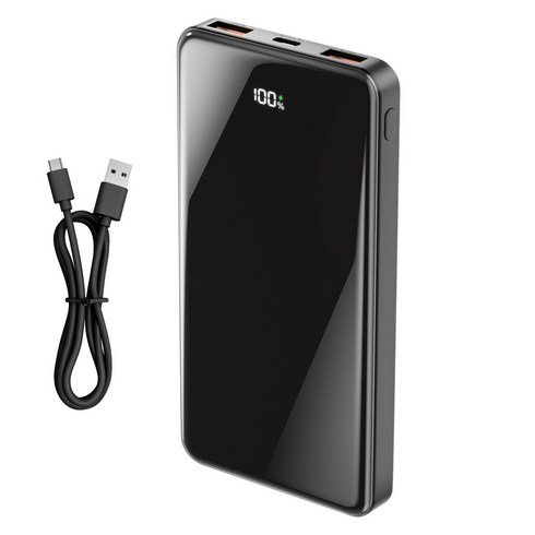 PD 22.5W 고속충전 10000mAh 보조배터리 잔량 초경량 LED 잔량표시, 블랙, JM1-black