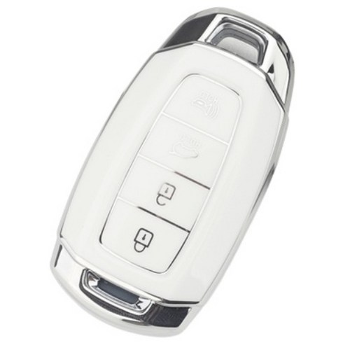 키에티 현대 스마트키 호환 그랜져IG 스마트 키케이스 4버튼 TPU 키홀더 단품, 실버-화이트