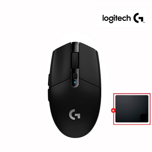 로지텍 G304 LIGHTSPEED 무선 마우스 + 마우스패드, 블랙 + 마우스패드