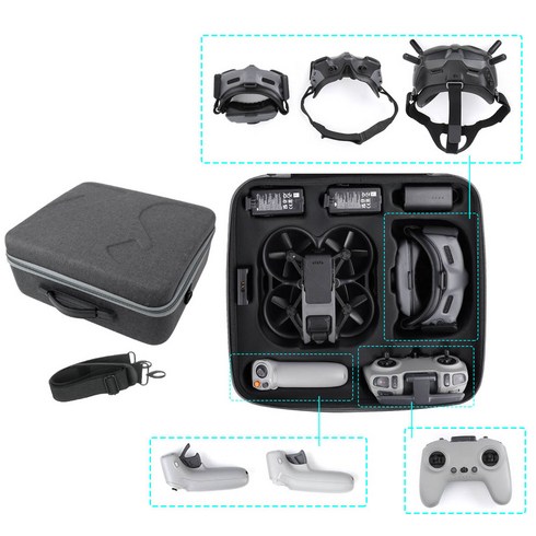 DJI 아바타 드론 가방 하드케이스 고급 수납 케이스 고글2 배터리 풀세트 보관, 1개, (아바타) 가방(그레이)