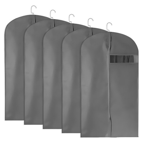 LINJIN 고급 부직포 옷커버 지퍼형 140센치 양복 롱패딩 부직포 코트 보관용 그레이 5장 세트, 1세트, 5개입