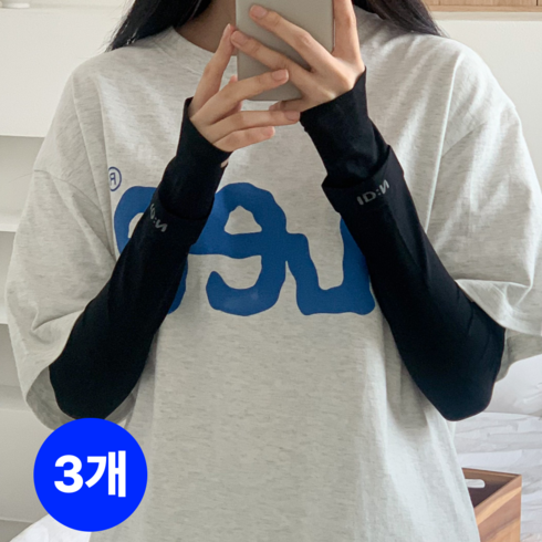 아이디앤 여성 쿨토시 팔토시 자외선차단 골프 손등커버형, 3개, 블랙