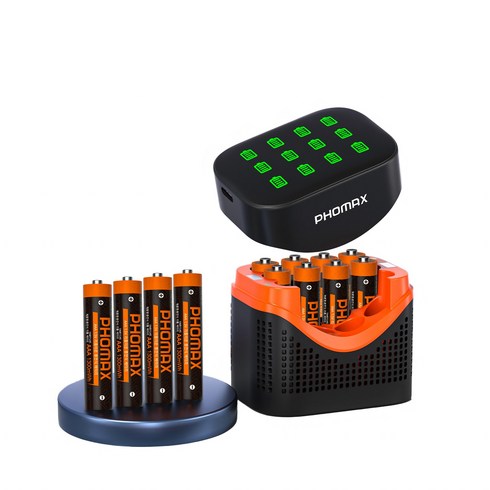 PHOMAX AAA 충전지 충전기 1.5V AAA 1300mWh 고용량 리튬배터리 건전지 12개입 세트 KC 안전 인증 PH-L1220C, 1개