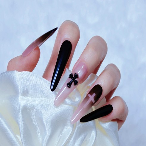 SEVEN NAILS 새벽기도 글루온네일 롱 스틀레토, 1세트, M