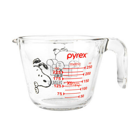 파이렉스 내열유리 스누피 계량컵, 투명, 250ml, 6개